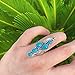 Vintage Blue Synthetic-Turquoise Ring Teardrop-shaped Stone Ring Tibet Silver Plated Fashion (US 7)