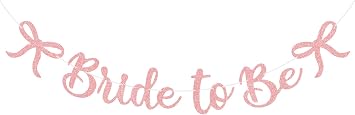 Bride to Be Banner, Rose Gold Bride to Be Bow Glitter Bachelorette Banner