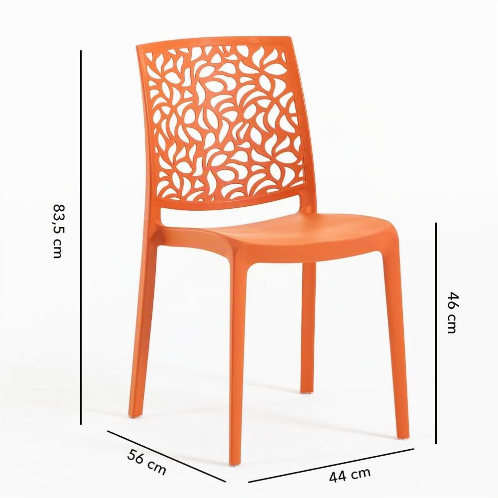 RATTATAN Anna - Chaises en résine renforcée de Fibre de Verre, empilables, Usage intérieur et extérieur (6, Orange Papaye)