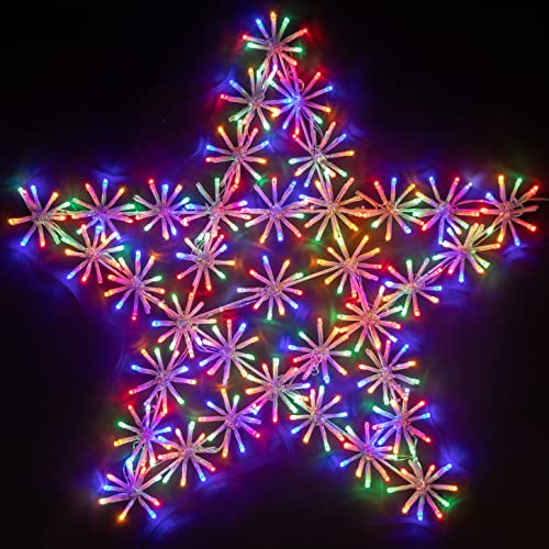 SHATCHI 65Cm Starburst Star Shape Silhouette with 360 Multicolour LEDs Twinkling Micro LED Lights Christmas Display Indoor and Outdoor Window Wall Decorations