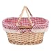 Cabilock Weidenkorb Picknickkorb Geflochten Einkaufskorb Geschenkkorb Brotkorb Tragekorb mit Rot Liner 33x25x13cm Allzweckkorb Landhausstil Picknickbedarf Aufbewahrungskorb Organizer