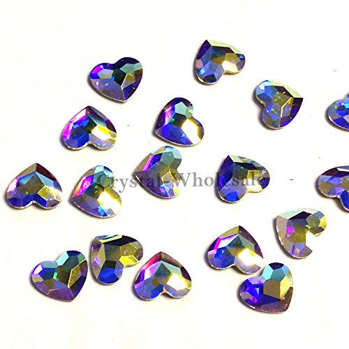 Crystal AB (001 AB) Austrian Crystal Austria 2808 Heart - 6mm Flatbacks No-Hotfix Rhinestones 8 pcs nail arts diy deco bling gems resin jewellery