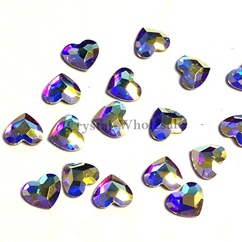 CRYSTAL AB (001 AB) Swarovski 2808 Heart - 6mm Flatbacks No-Hotfix Rhinestones 8 pcs from Mychobos (Crystal-Wholesale)