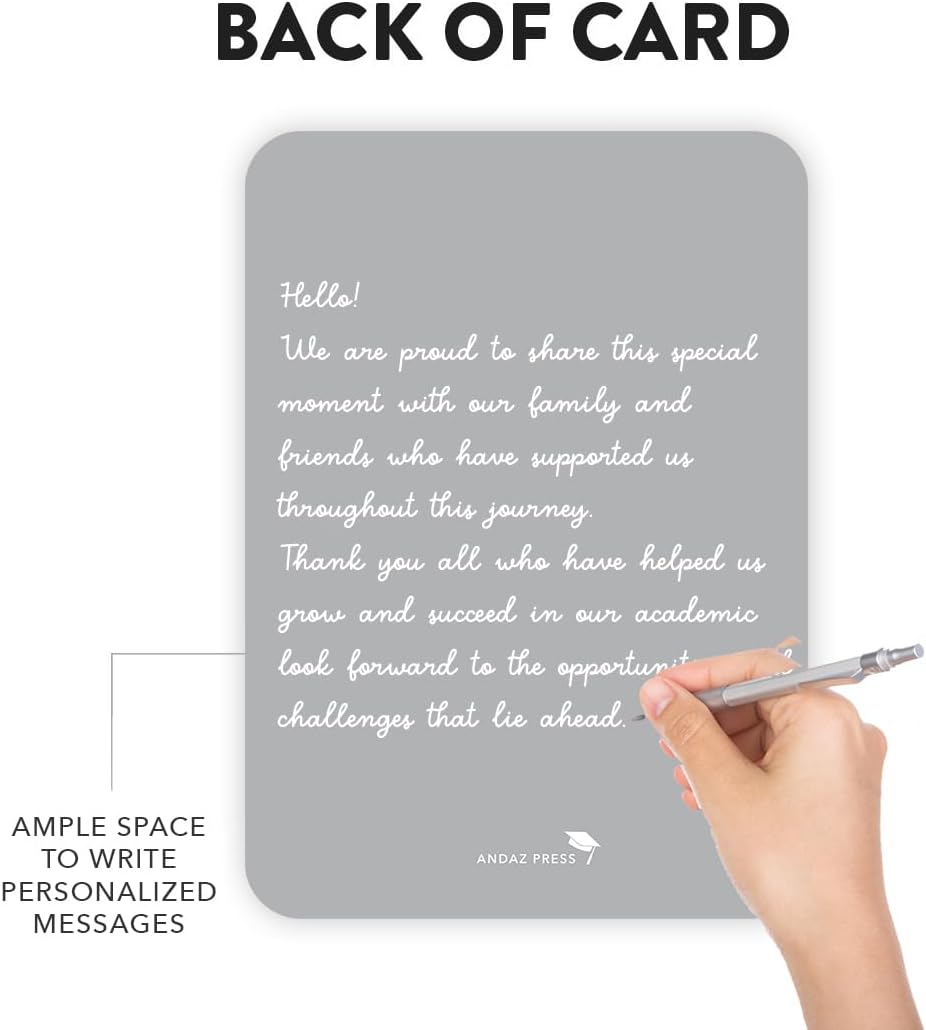 Andaz Press Graduation Invitations with Envelopes 5x7-Inch Gray Graduation Invitations, 24-Pack, Grad Party Invites Graduation Party Decorations 2026 Grad Party Invitation Class of 2026