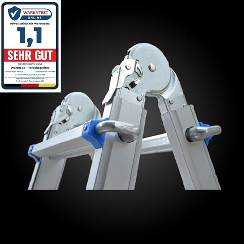 Note 1,1 SEHR GUT Warentestonline.de 05/2025/20251469 Worktekk® Profi 4/7/14 Sprossen Teleskopleiter Aluleiter Mehrzweckleiter Klappleiter Bockleiter Alu Malerleiter Multifunktionsleiter Little Giant