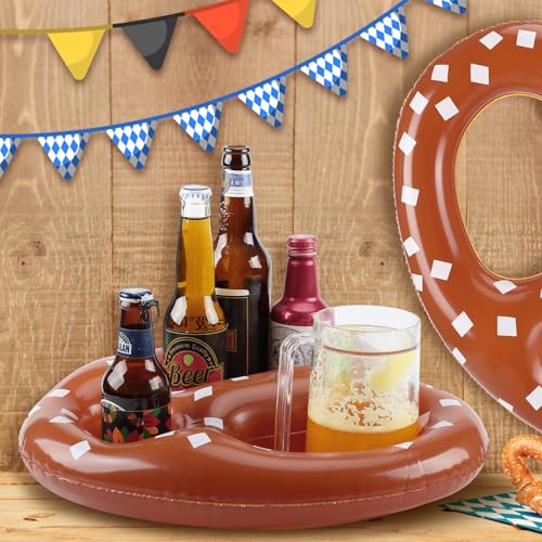 Image of Leyndo 6 Pcs Inflatable Pretzels Oktoberfest Beer Festival Party Decor Bavarian Pretzels Balloons 15 inch Oktoberfest Decorations for National Pretzel Day German October Decor Beer Gardens Party Supplies