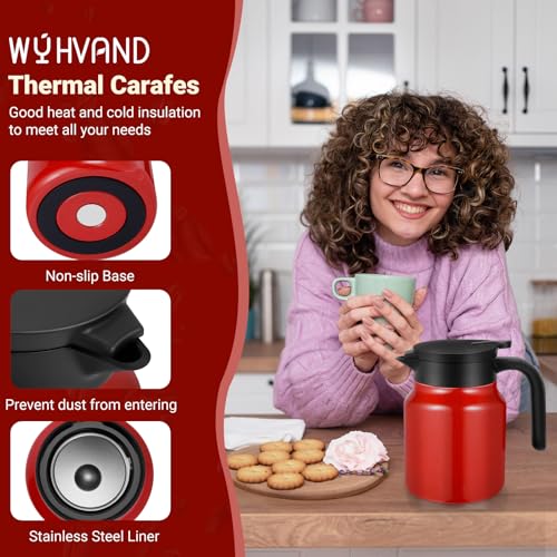 Image of Insulated Coffee Carafe, 34 oz, Keeps Hot for 12H, Red