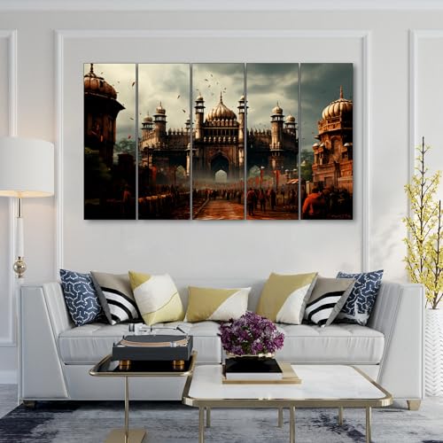 Image of The Castle Decor Mughal Forts Painting With Frame 5 Big Size (36x60) wall Art for Living Room,bedroom,drawing Room,hotels-digital Painting