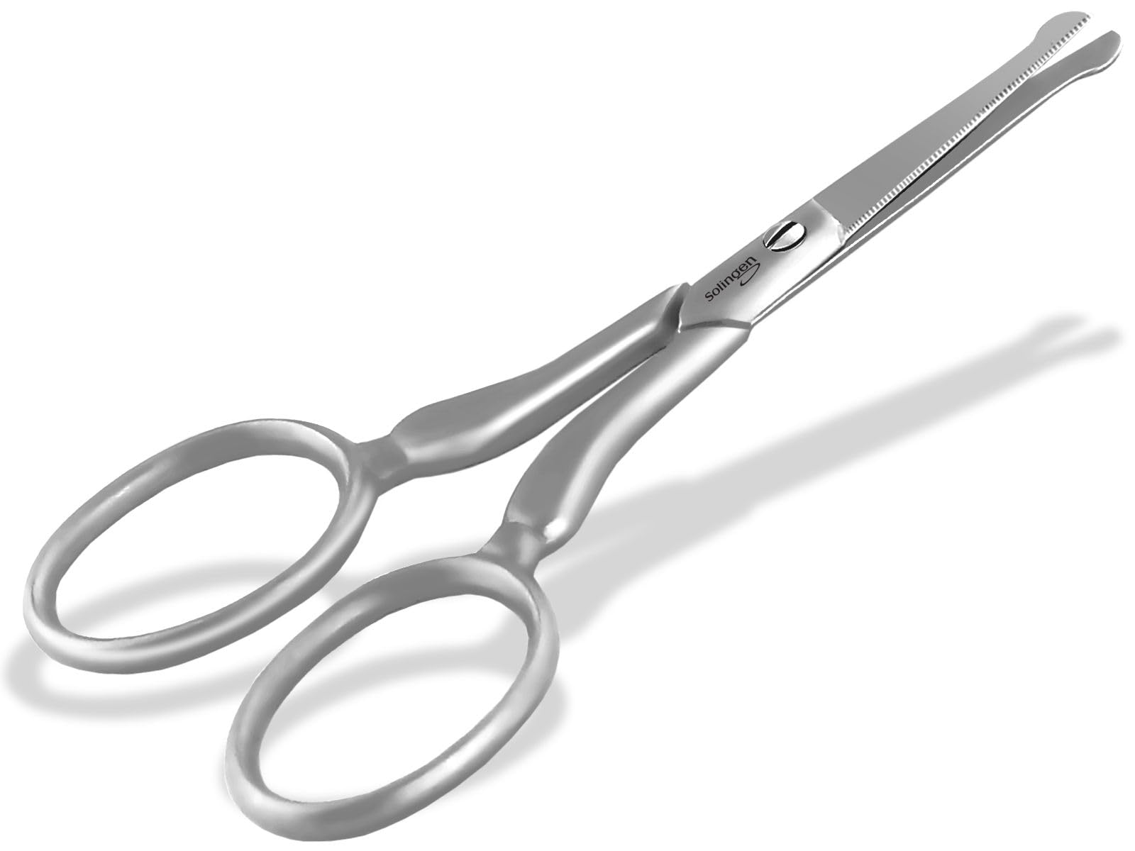Bartschere Solingen Haarschere Bartpflege Schere mit einseitiger Mikroverzahnung Made in Germany Schnurrbartschere Edelstahl Rostfrei zum Kürzen von Barthaaren, Ohrhaaren und Nasenhaaren (3,5 Zoll)