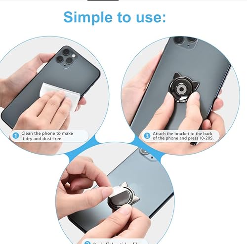 Anel de telefone aceyoon suporte anexável para gato, ultrafino, bonito 360 graus, suporte de dedo pa