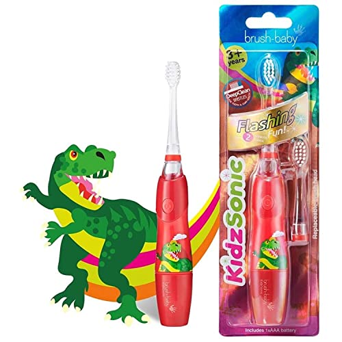 Brush Baby KidzSonic Brosse à dents électrique pour tout-petits et enfants à partir de 3 ans - Dinosaur Cover
