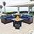 Patio Furniture Set 4 Piece Patio Furniture Set Patio Loveseat 50000 BTU Propane Fire Pit Storage Box with Non-Slip Cushions and Waterproof Covers, Navy Blue