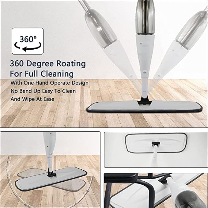 Image of Best Stainless Steel Microfiber Floor Cleaning Spray Mop with Removable Washable Cleaning Pad and Integrated Water Spray Mechanism, 360 Degree Easy Floor Cleaning T20, Multicolour