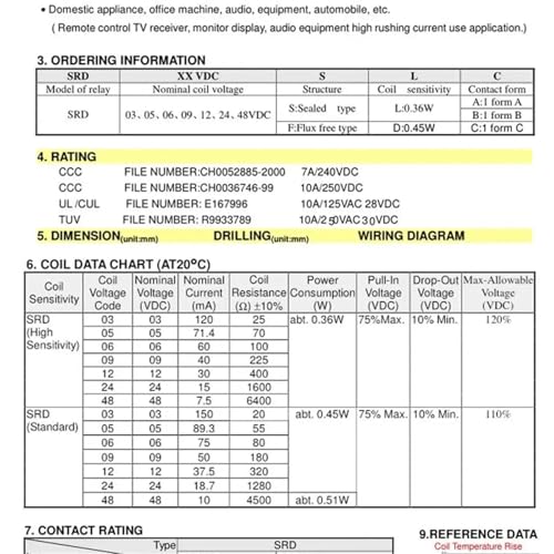 Relais SRD-05VDC-SL 4Pin à commutation stable et haute isolation - 6