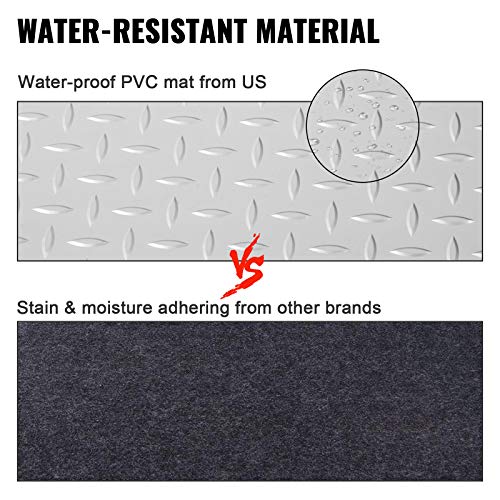 Happybuy Garage Floor Mat 3.9X6.56Ft Vinyl Garage Flooring Roll Anti-Slide Diamond Texture Silver Garage Mats For Under Car 25.6Sqft Covering Space Diy Pvc Garage Floor Mat For Gyms Boats Car Trailer #TOP1