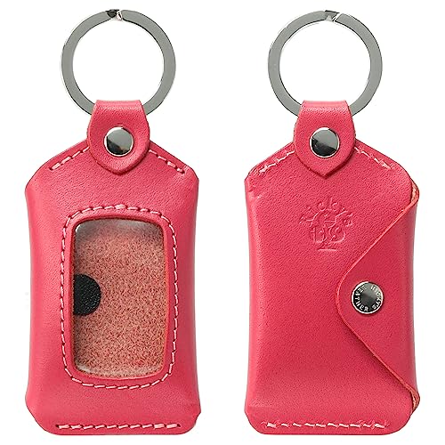 二重リングタイプ スマートキーケース Sサイズ 栃木ピンク 【Ricky's】 単体 ほぼ 全機種対応 スマートキー クリア窓 窓付き キーケース キーレス ケース キーカバー 玄関扉 鍵 家 ドアキー YKKAP LIXIL 三協アルミ 本革 革 レザー