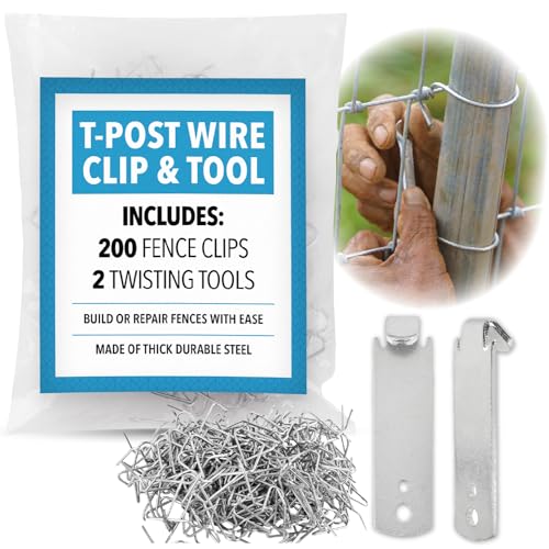 Impresa T-Post Clip Bender Tool - Quick-Install T-Post Fence Clips - Heavy-Duty Metal Wire Ties - Enhanced Privacy Fence Fasteners - 200 Fasteners 2 Wire Twisters