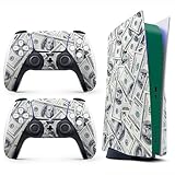 Skin Sticker for Game Console 5 Cover - US Dollar, Compatible with Both Disc Edition & Digital Edition (not Slim Ver) - 2 Controller Skins & Console Skin - No Bubble, Full Protection, Removable