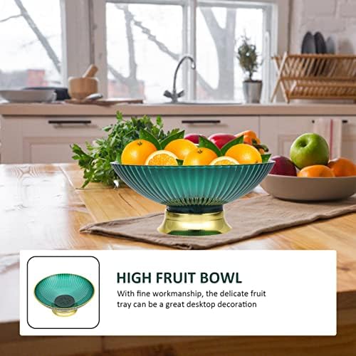 cabilock Decorative Fruit Bowl High Base Fruit Bowl Fruit Offering Bowl Wedding Snack Holder Fruit Draining Bowl Dessert Bowl Home Kitchen Decoration ( Green ) Round Footed Dish