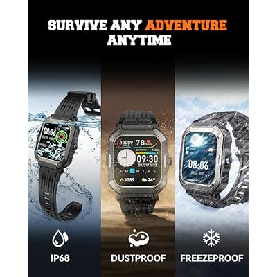 Smart Watch for Men Fitness Tracker: Military Digital Mens Watches Bluetooth Make Answer Call Running Waterproof Smartwatch Android Phones iPhone Samsung Compatible Sleep Monitor Step Pedometer