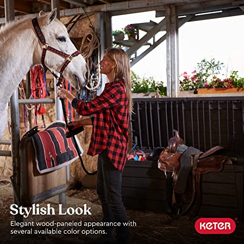 Keter Brightwood 120 Gallon Resin Large Deck Box For Patio Garden Furniture, Outdoor Cushion Storage, Pool Accessories, And Toys, Brown, 57L X 27.5W X 23.7H In. #TOP1