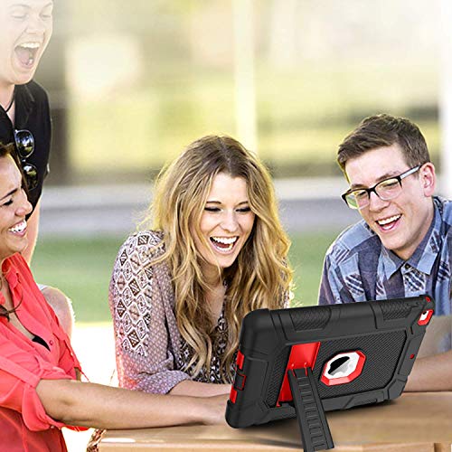 Ipad 6Th Generation Case, Ipad 5Th Gen Case, Bentoben 3 In 1 Heavy Duty Hybrid Soft Silicone Hard Plastic Cover With Kickstand Rugged Shockproof Protective Case For Ipad 2018/2017, Black & Red #TOP7