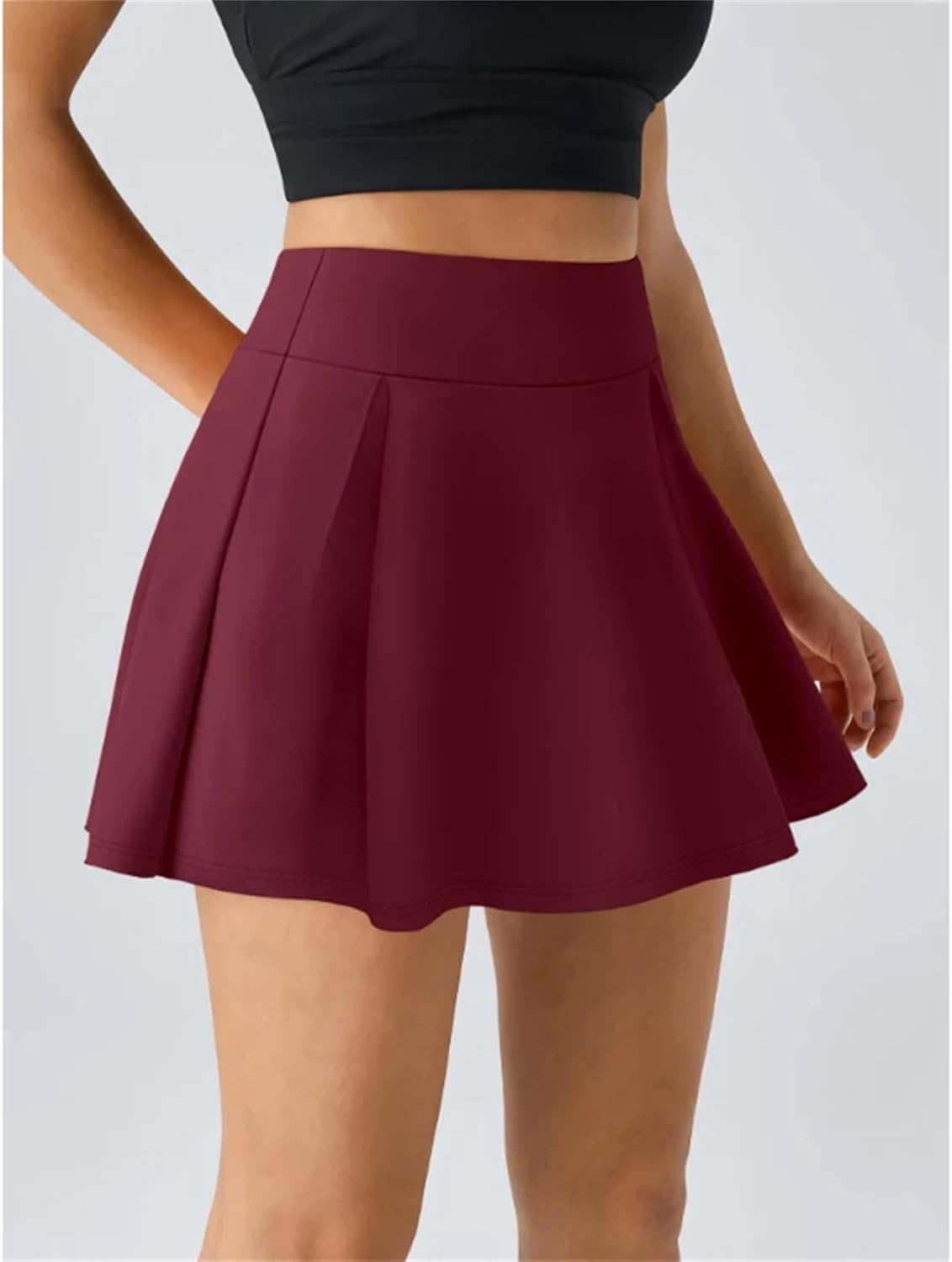 Sports Style Pleated Skirt for Women High Stretch Milk Silk Fabric Half Body Skirt
