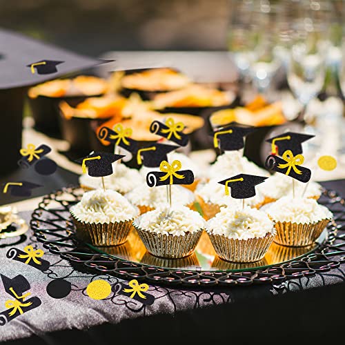 Yujun 160Pcs Graduation Confetti,2023 Gold And Black Paper Glitter Graduation Party Supplies Congrats Grad 2023 Graduation Cap Table Confetti Glitter For Class Of 2023 High School College Graduation Party Decoration #TOP4