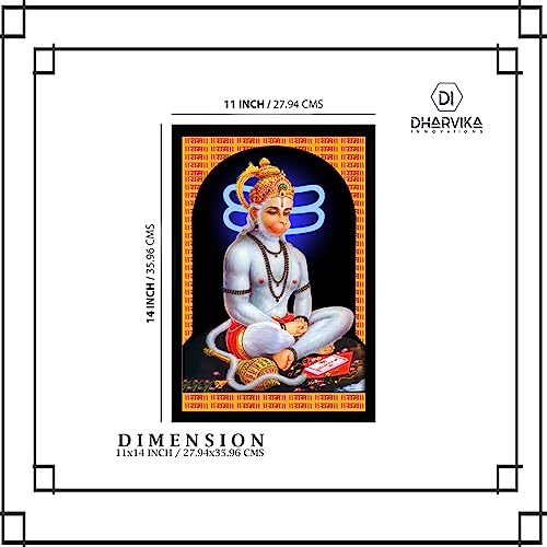 Image of Dharvika Innovations Lord Hanuman Photo Frame | Lord Hanuman Photo with Frame | Lord Hanumanji Photo Frame | Lord Hanuman Ji Photo Frames (11 x 14 Inch)