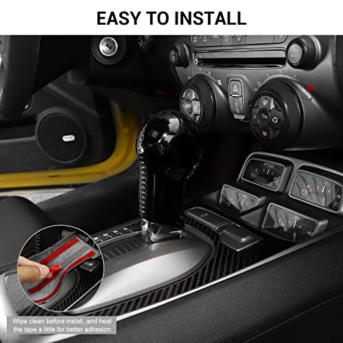 Jimen Compatible With Chevrolet Camaro 2010-2015, Center Console Gear Shift Knob Cover Trim (Black) #TOP5