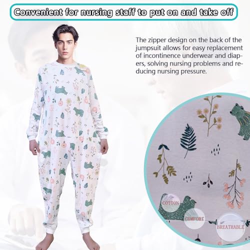 Image of Unisex Jumpsuit with Back-Zipper,Suitable for Incontinence Care,Alzheimer's Patients,Seniors,Dementia Patient