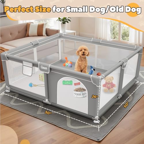 127x127x66 cm Welpengehege Mit Tür, Hundespielgehege Für Welpen Oder Kleine Hunde, Stabiles Sicherheitszaungehege Mit Dickem Stoff, Robustem Nylonnetz, Maschinenwaschbar