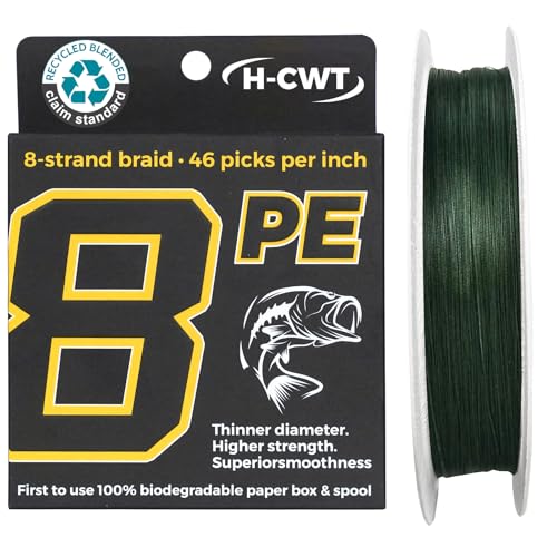 Braided Fishing Line with Recyclable Materials Spool - 46-Strand High Density Braid Fishing Line Abrasion Resistant Line Zero Stretch Smooth Long Casting Saltwater & Freshwater