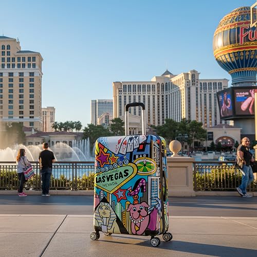 Image of InUSA Las Vegas Print 28-Inch Large Hardside Spinner Luggage Lightweight