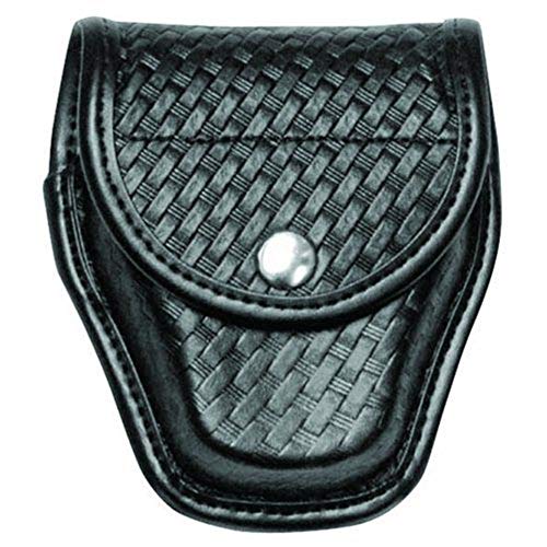 Bianchi 7917 Double Handcuff Pouch Basketweave Black Brass Snap