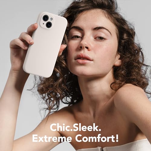 Image of Magnetic for iPhone 15 Case, Compatible with MagSafe, [Screen Protector + Full Camera Protection], Silicone Shockproof Anti-Scratch Protective Phone Case for iPhone 15 6.1 inch, Stone