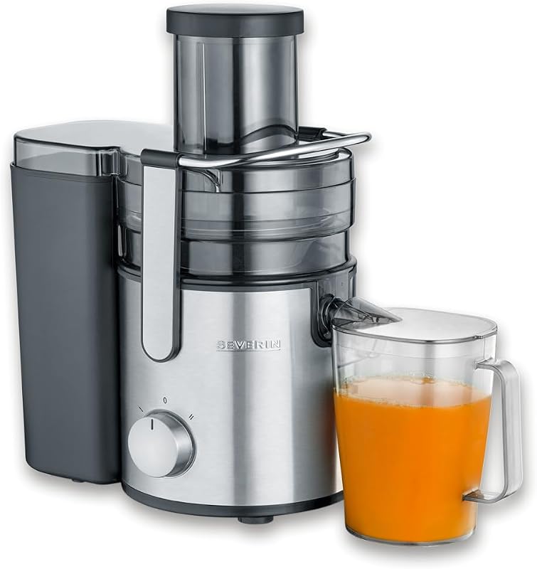 SEVERIN Juicer, With Juice Container, 1.1 L, 800 W, ES 3570, Black/Stainless Steel