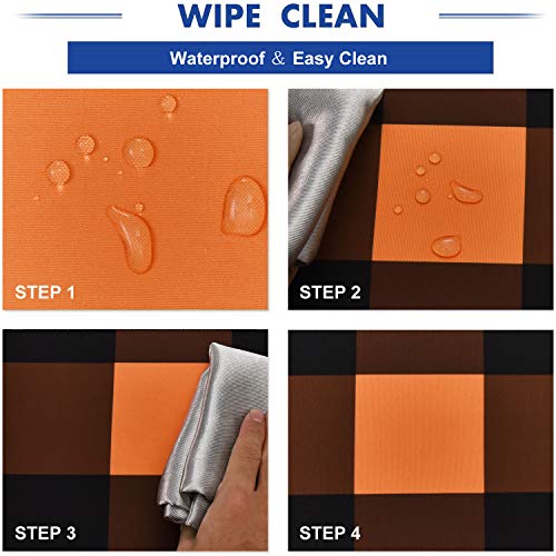 Halloween Tablecloth, Plaid Checkered Table Cloth, Orange and Black Tablecloths, Machine Washable Tablecloth Square for Dinner Party Decoration, 55 x 55 inch - Thumbnail 6