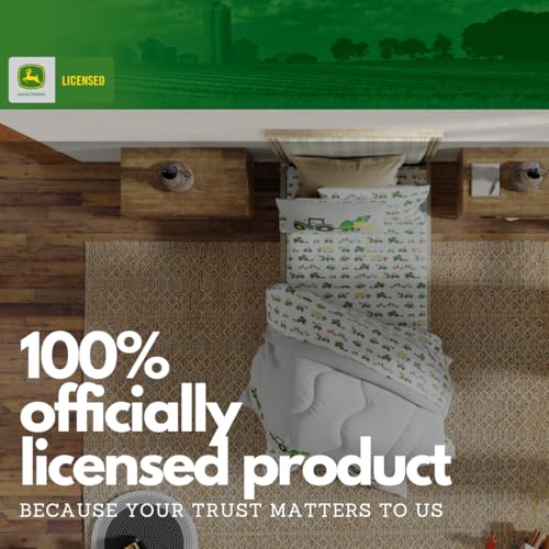 image for Franco Kids John Deere Farm Equipment Bedding 4 Piece Super Soft Rever