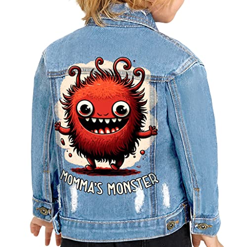Momma's Monster Toddler Denim Jacket - Printed Jean Jacket - Graphic Denim Jacket for Kids