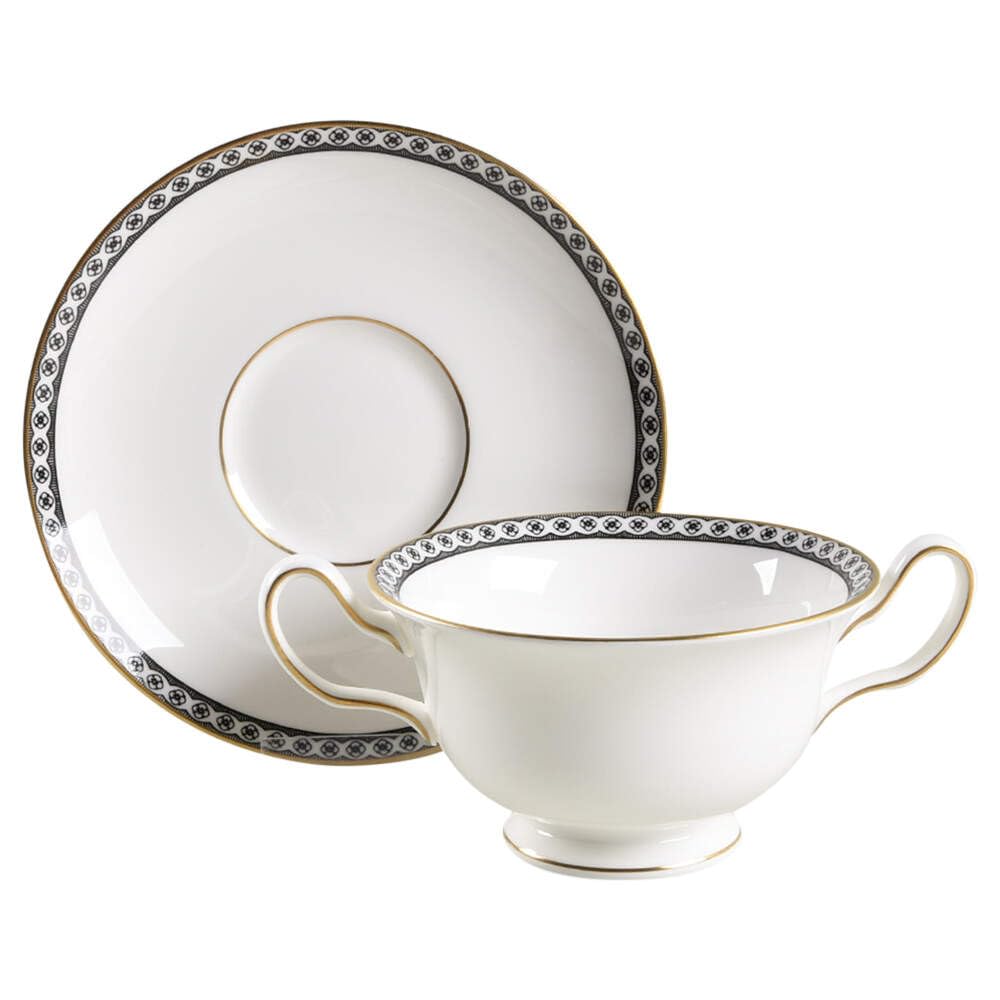食器  ULANDER MADE IN ENGLAND Amazon.com | Wedgwood Ulander Black Cream Soup & Saucer Set: Cream