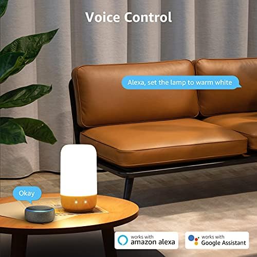 Lepro Smart Bedside Table Lamp, Compatible with Alexa Google Home, RGB Colour Changing and Warm to Cool White, App and Voice Control LED Bedroom Night Light, Dimmable Wake Up Light (2.4GHz WiFi Only)