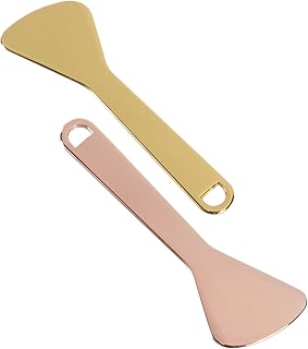 minkissy 2 Pçs Colher Rica Mini Espátula Massageador Facial Espátula Para Maquiagem Mini Espátula De Metal Para Cuidados Com A Espátula Loção Colher De Metal Colher De Beleza