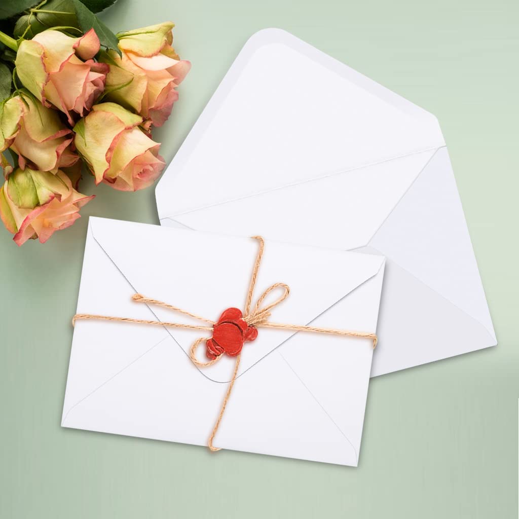 50 paquetes de sobres A7 para invitación, sobres blancos de 5 x 7 pulgadas con solapa en V, ideales para graduación, invitación, baby shower, boda y tarjetas RSVP (blanco)