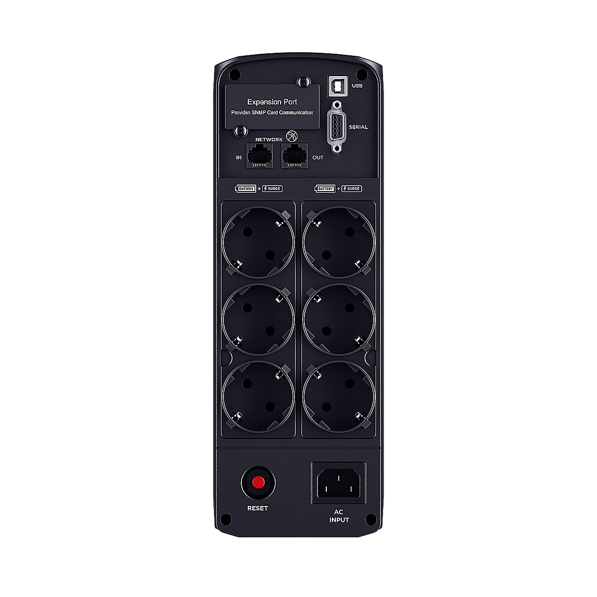 CyberPower CP1600EPFCLCD Line-Interactive UPS 1600VA/1000W Onda sinusoidale pura, AVR, LCD, USB (HID), DB9, RJ45 Lan Protection, 6x Schuko, porta per comunicazione di rete, caricatore USB A+C