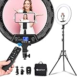 Yesker Ring Light 18' Wireless Remote LCD Screen with Tripod Stand 65W LED Ringlight Bi-Color 3200-5500K CRI≥95 for Portrait Live Stream Photography Tiktok Video Zoom Meeting Online Teaching