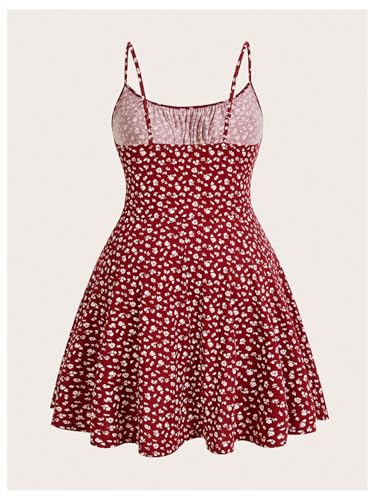 Image of BEAUDRM Women's Plus Size Floral Cami Dress Bow Tie Knot Sleeveless A Line Flared Dresses