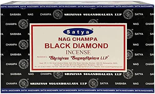 Nag Champa Black Diamond Incense Sticks Meditation and Enlightenment-Worship Temple 12 Packs x 15 grm (180 grm)…