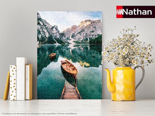 Puzzle 500 pièces : Les barques du lac de Braies Italie Ravensburger Nathan - vue 6