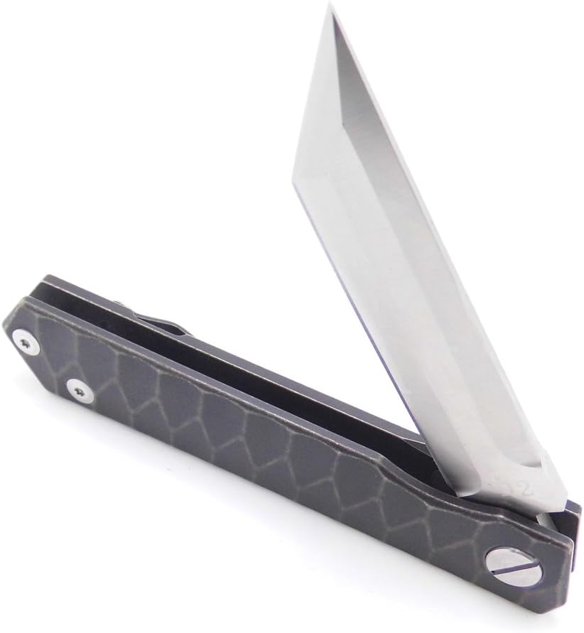 MASALONG Survival Tactical Titanium Handle D2 Blade Pocket Hunting Outdoor Folding Knife (A2)
